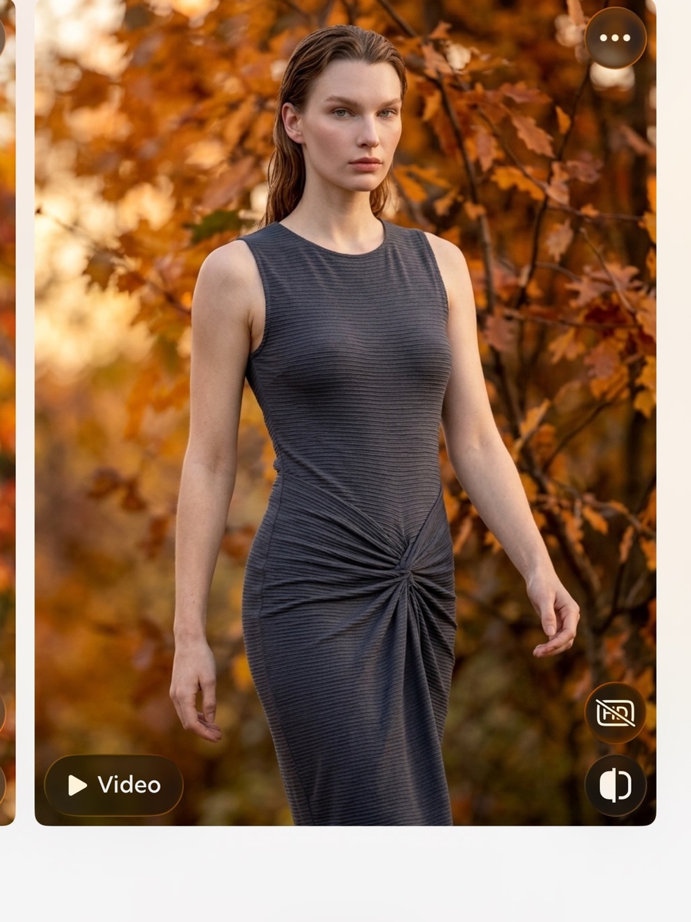 Sleek Navy Twist-Detail Midi Dress